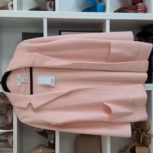 Magaschoni Knit Cardigan Sweater Blazer in Blush Pink size S